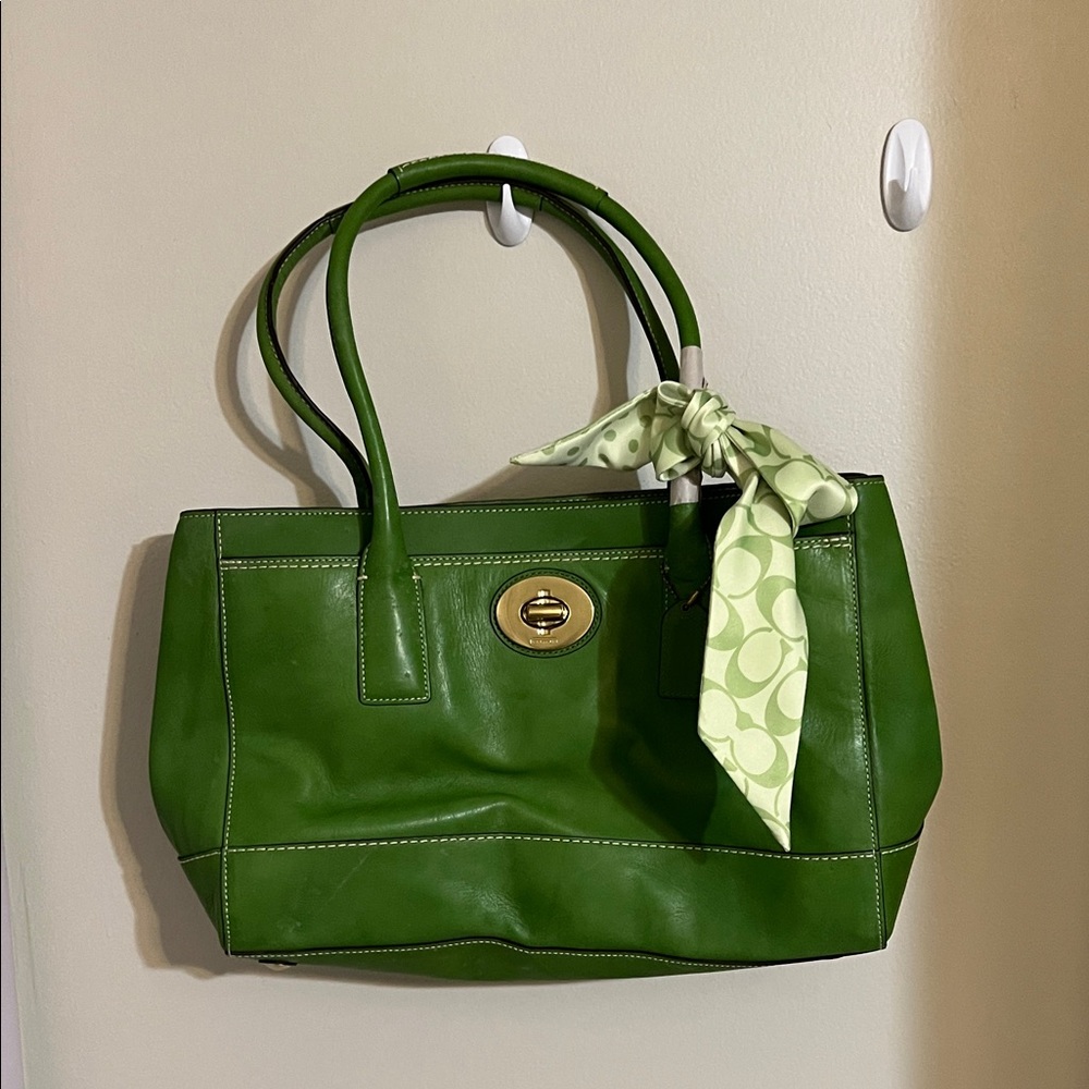 Coach Green Leather Shoulder Bag